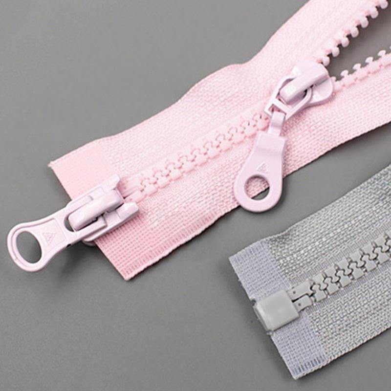 70/90cm 5# Resin Zipper Double Slider Zip For Down Jacket Clothes Bags Sewing Accessories Open-End Zippers Repair Accessory
