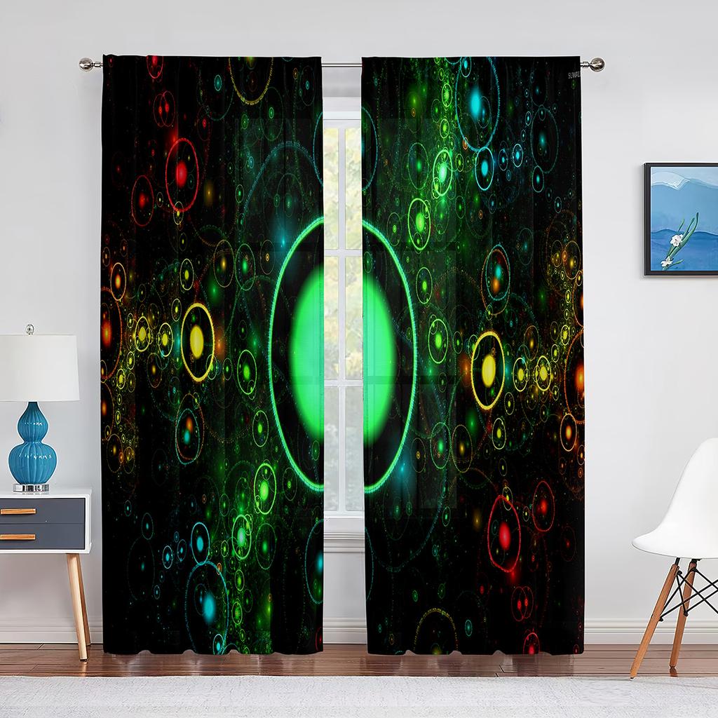 Psychedelic Multi Colour and Trippy Art Tulle Curtain for Living Room Bedroom Decor Sheer Curtains Room Kitchen Window Treatment