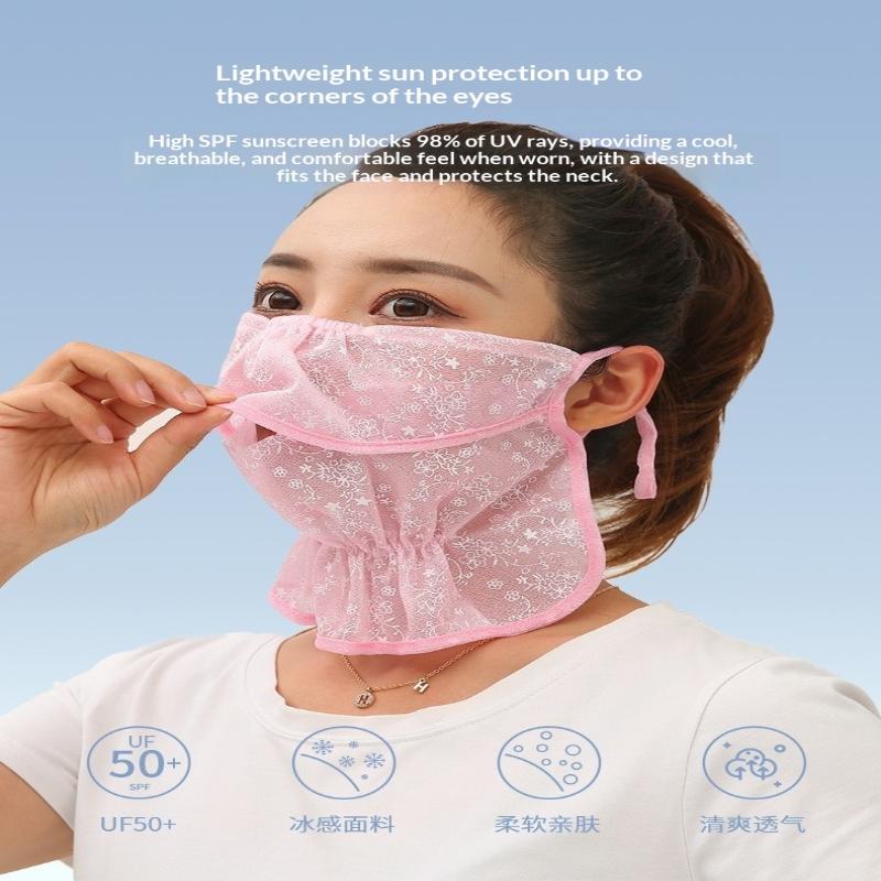 Anti-Uv Sunscreen Mask Breathable Ear Cord Face Cover Scarf Hanging Ear Dust-Proof Scarves Mask Summer Dust-Proof Veil