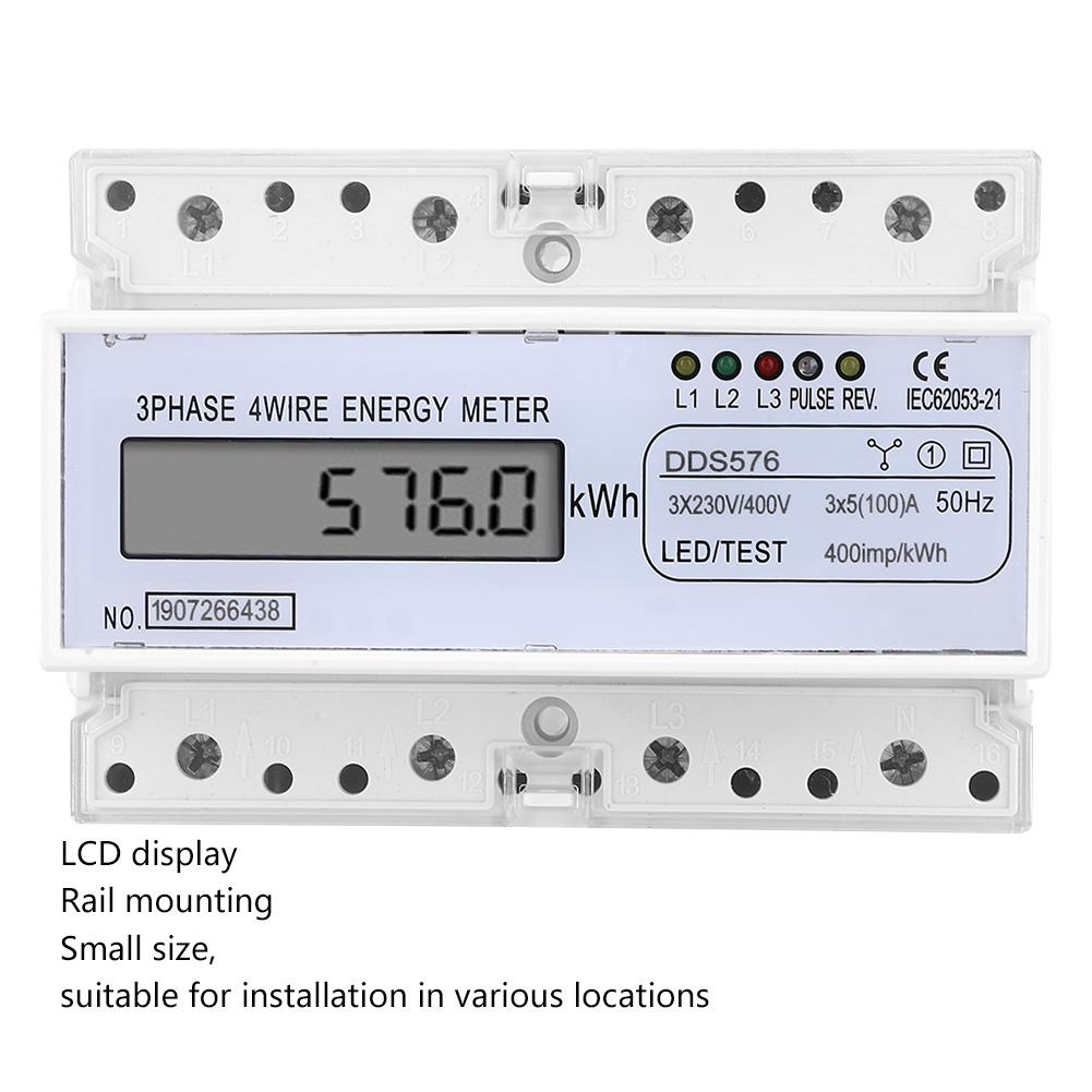 DDS576 Watt Hour Meter LCD Display 3 Phase 4 Wire 7P 380V Electric Energy Power Meter Less Than Br More Than