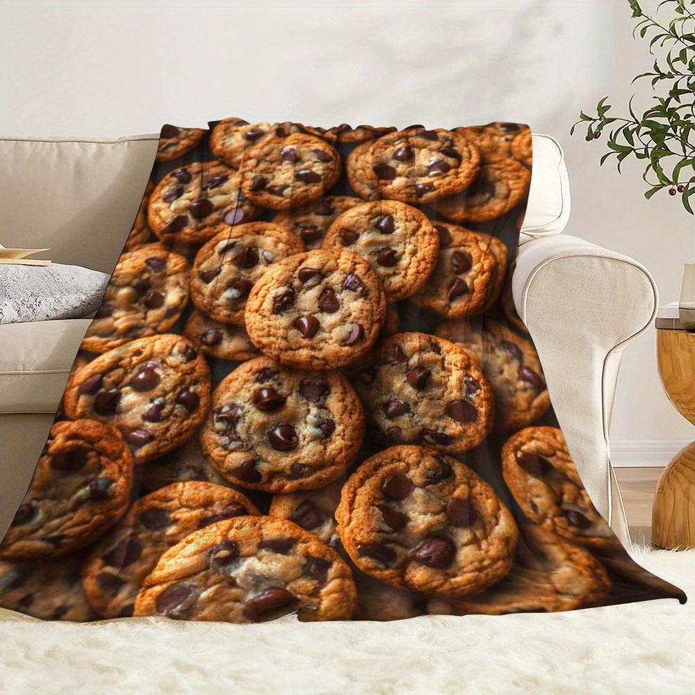 Delicious Chocolate Chip Cookie Blanket -Soft Cozy Throw with Yummy Design,Perfect for Kitchen Decor,Unique Gift for Food Lovers