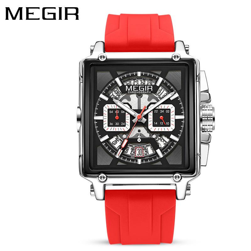 Square Waterproof Luminous Sports Quartz Multi-Function Chronograph Men S Watch 2233