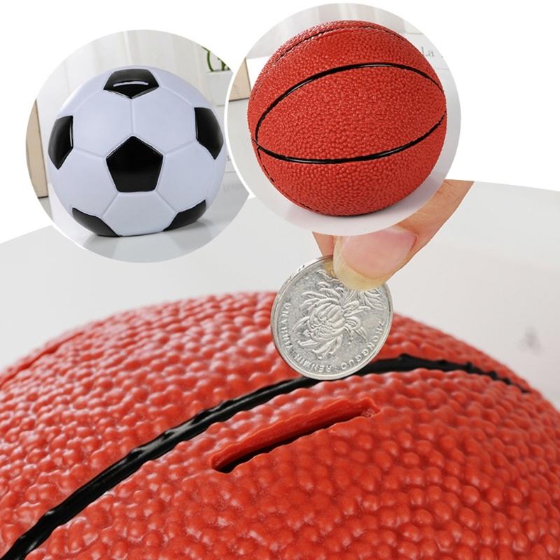 Creative Basketball/Soccer Coin Saving Jar Sports Themed Piggy Banks Fashionable Money Organizer Desktops Decorations