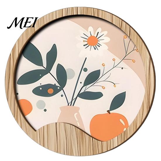 Nature Art Prints for Home Wall Nordic Wooden Sign, Round Botanical Landscape Hanging Decor Living Unique Housewarming Gifts Friends Room Bedroom,