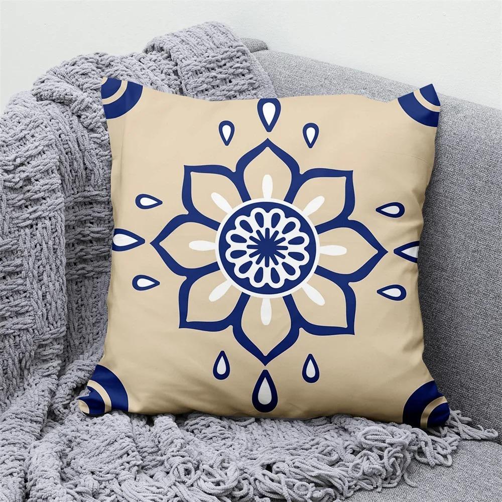 Blue Geometric Decorative Pillowcase Interior Decoration Office Living Room Home Pillowcase