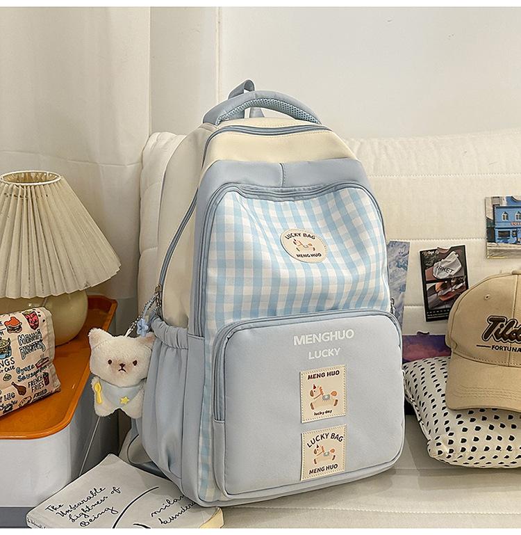 Schoolbag Girl Small Fresh Junior High School Student Schoolbag Ins Style Pattern Cute Lightweight Campus Backpack Versatile Tutoring Bag