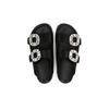Spot second hair! Fashion versatile new square buckle rhinestone leather double belt casual platform slippers women's sandals outside