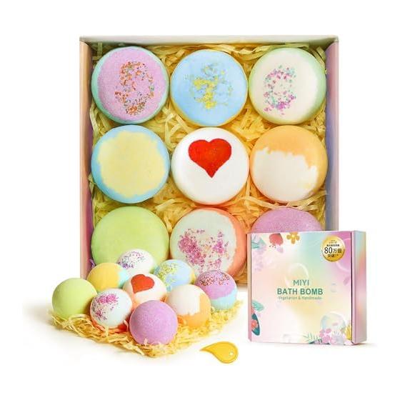 MIYI Bath Bomb Birthday Present 9 Piece Gift Set Mother s Day Gift Scented Bomb Carbonated Bath Salt Bath Ball for Bath Gift Box Included Children
