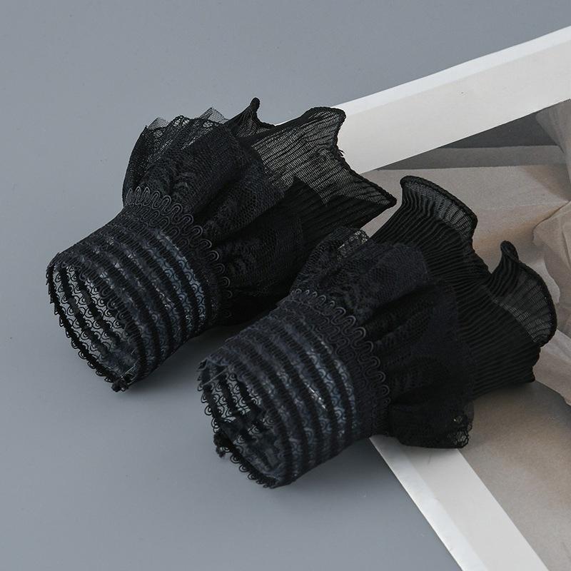Simple Wrist Cuffs Wristband Elegant Shirt False Cuffs for Sweater Lace Detachable Sleeved Horn Cuffs Embroidery Accessories