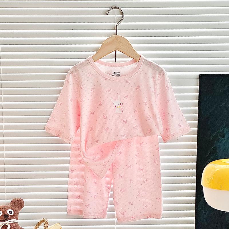 Kids' Pure Cotton Summer Pajama Set: Boys & Girls Three-Quarter Sleeve Homewear