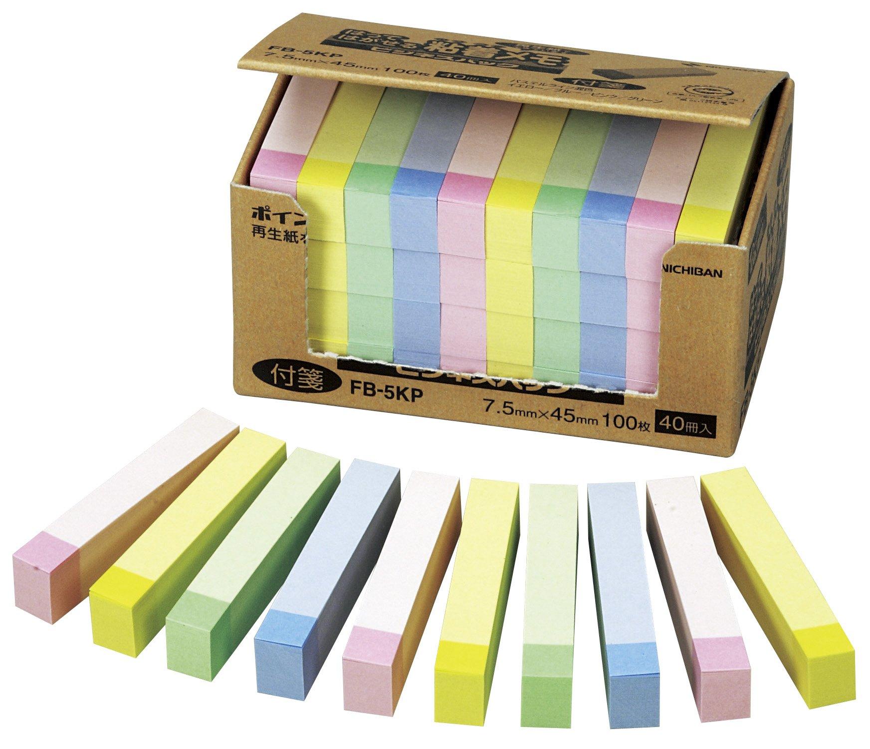 Nichiban Sticky Point x 100 Листов x 40 Смешанных Цветов Заметки, Памятка, 7.5 45мм, Блокнотики, FB-5KP,