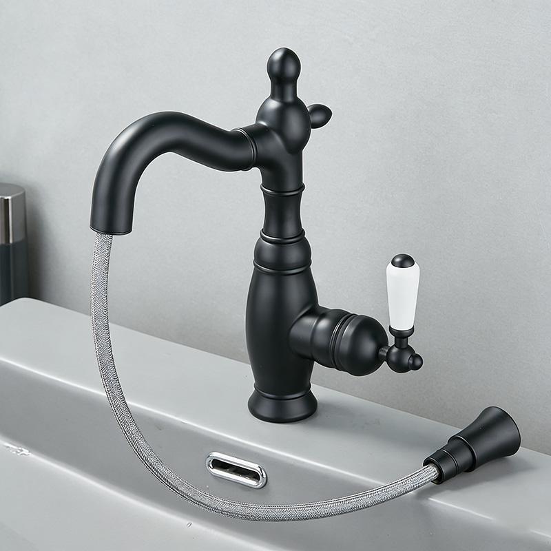 Chrome Single Handle Bathroom Sink Faucet pull out Bathroom Faucet Mixer Tap Gold Black EL2562 G9/16