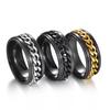 Cool Stainless Steel Rotatable Men Ring 8mm Spinner Chain Anxiety Black Rings Punk Women Jewelry Anillos De Hombre