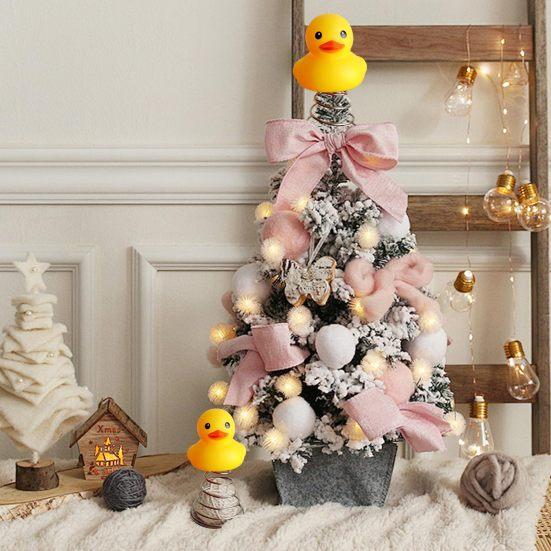 Yellow Duck Christmas Tree Topper Decoration Reusable 3D Spring Duck Xmas Tree Top Ornament Christmas Party Supplies