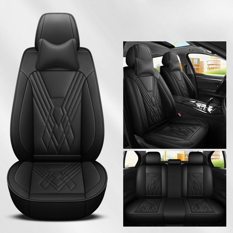 Full Set 5-Seat Premium Nappa Leather Car Seat Covers with 2 Headrest Breathable and Waterproof Seat Covers for Most Cars