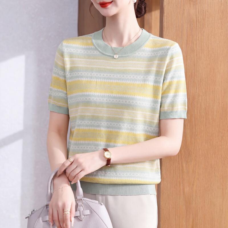 Xuexi Women s Summer Ice Silk Short-Sleeve Top L