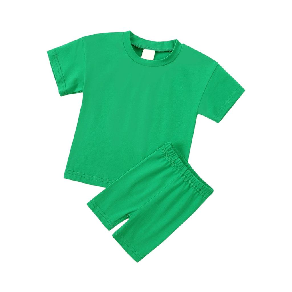 Kid Patriotic Outfit - Short Sleeve & Shorts 2-Piece Set For Girl