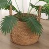 Wicker Planter Basket with Handles Indoor Outdoor Plants Rattan Woven Planter Pot Home Living Room Balcony Garden Round Decorative Flower Pot