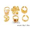 Exaggerated Gold Color Geometric Rings Set For Women Rhinestone Flower Heart Trendy Imitation Pearl Steam Punk Personality Gifts