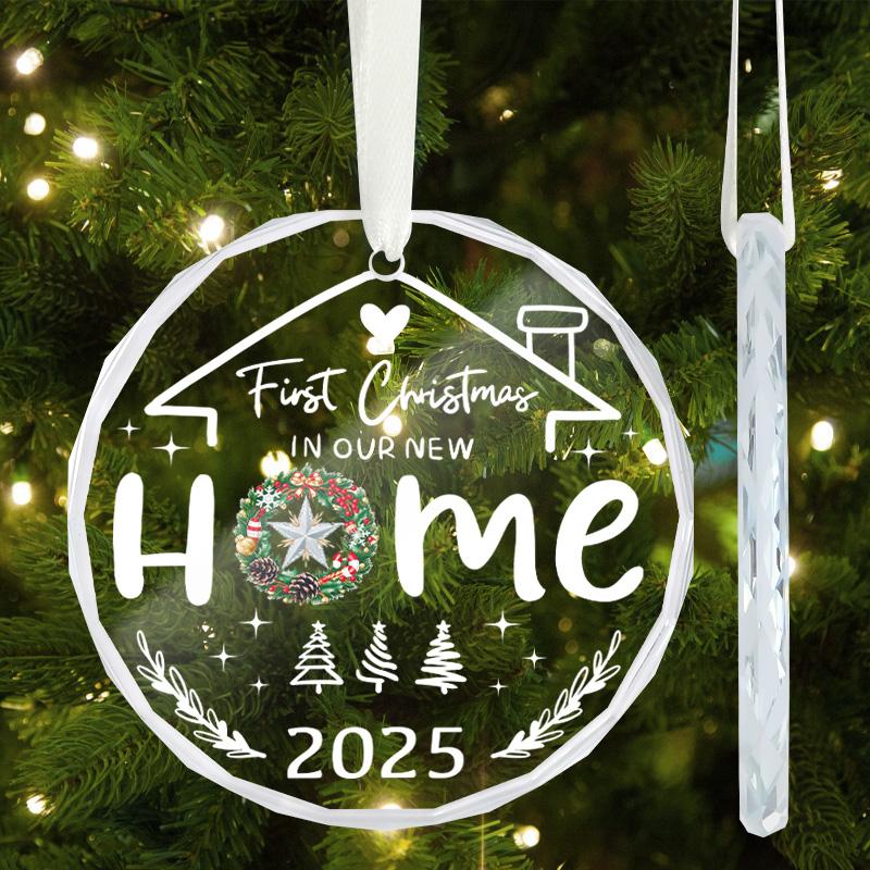 1pc/2pcs New Home Christmas Ornament 2025,House Warming Gifts New Home - Housewarming Gifts for First House, Glass Housewarming Gift Ideas for Couple