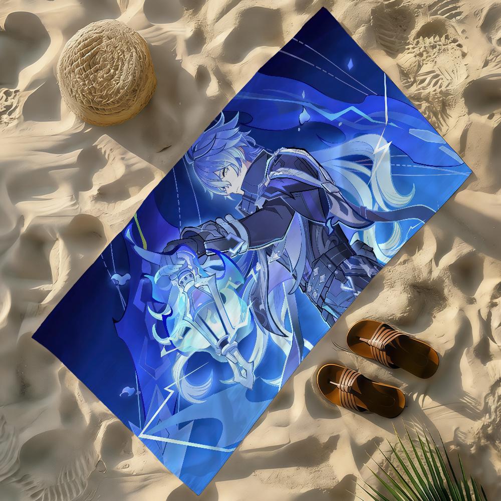 Game Flins Genshin Impact Towel Soft Lightweight Anti-Sand Large Beach Towel Quick-Drying Bath Sports Family