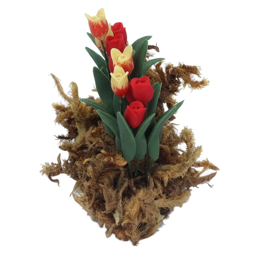 1:12 DIY Simulation Dollhouse Flowers Miniature Dollhouse Moss Lawn Garden Scene Decoration