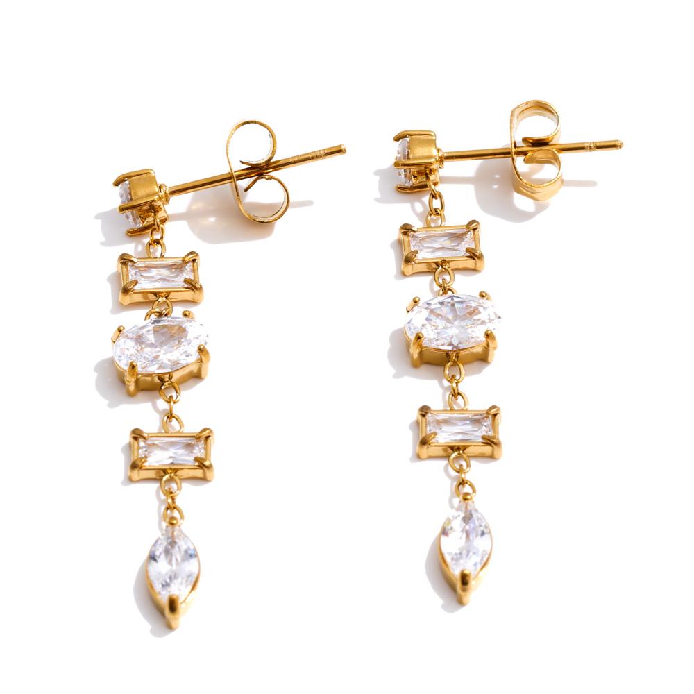 

Yhpup Exclusive Delicate Colorful Bling Cubic Zirconia Drop Dangle Earrings Gift Stainless Steel Fashion Jewelry Waterproof