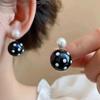 French Style Retro Luxury Black and White Polka Dot Earrings for Women Lady Elegant Earrings Daily Banquet Wedding Jewelry Gifts
