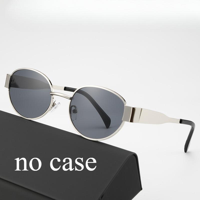 Oval Shaped Trendy Sunglasses for Travel High-end Metal Slimming Sun Shading Fashion Eyewear