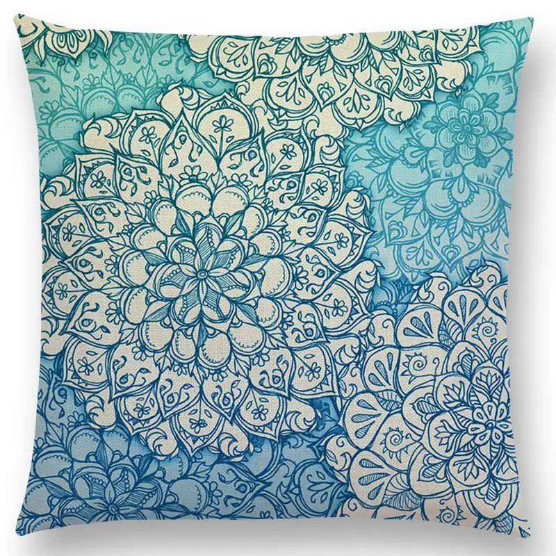 Neu Wunderschönes Blatt Blume Herrliches Florales Doodle Buntes Dekoratives Muster Mandalas Auto Kissenbezug Sofa Überwurf Kissenbezug