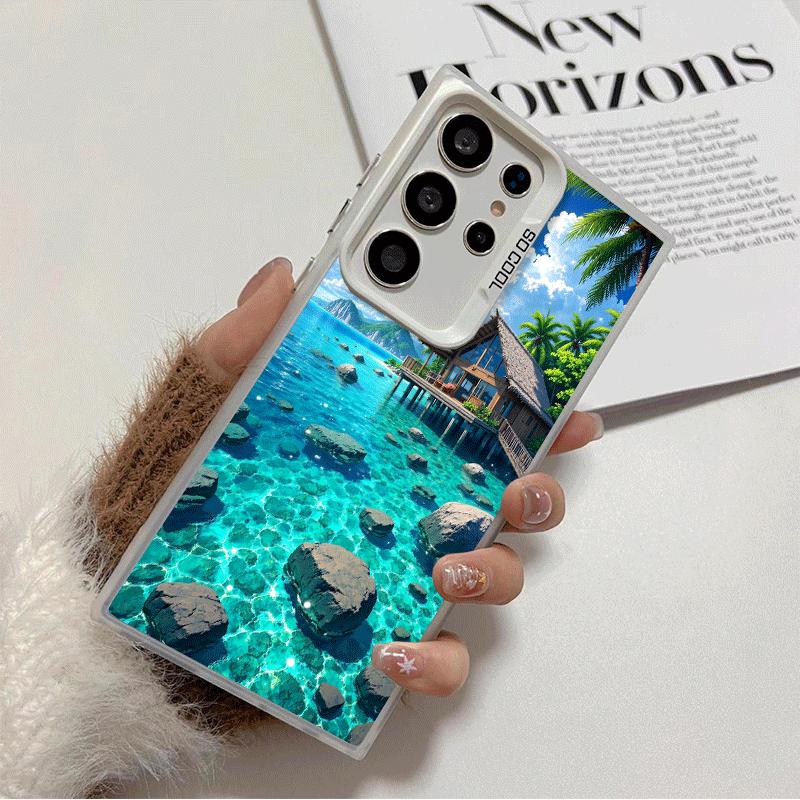 

Summer Beach Sea Palm Tree Vacation Soft Phone Case for Samsung Galaxy S24 S25 FE S26 Edge S23 Ultra S22 Plus S21 + Shockproof C Samsung S25 FE