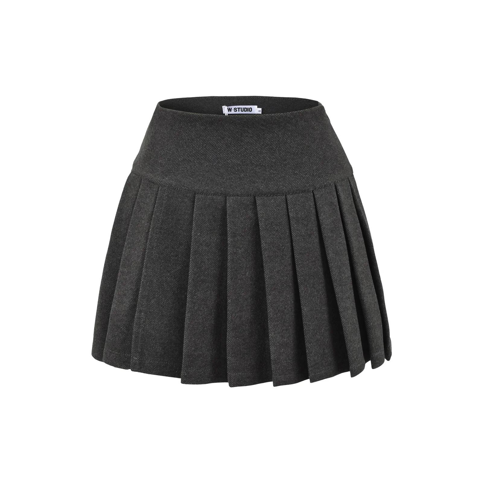 

Korean Academy-Style Plaid Wool Mini Skirt: Women s High Waist, Anti-Exposure, Hip-Hugging Design for Autumn/Winter (Size 25) Small серый