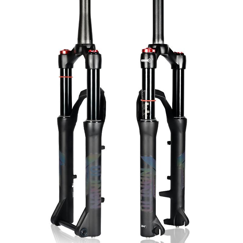 Nanlio Mountain Bike Suspension Fork 20 24 Inch 100 120 140mm Shock Absorption Thru Axle Quick Release Bicycle Accessory
