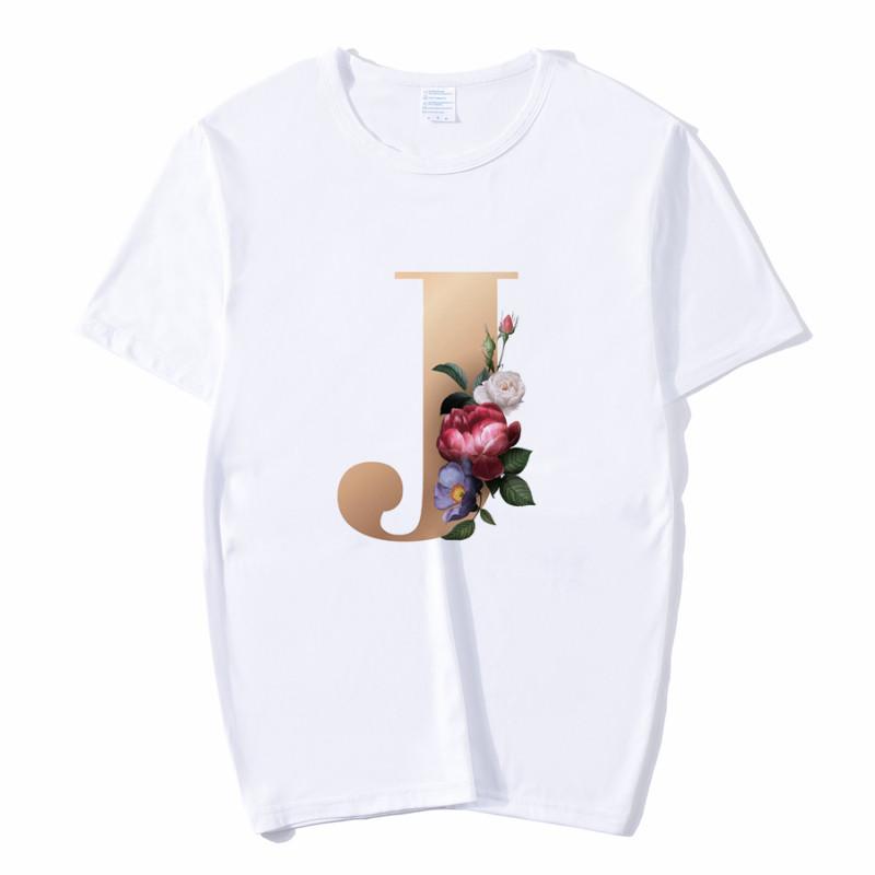 Summer A To Z 26 Alphabet Print Tshirt Cartoon Tees Women Streetwear Funny Casual T