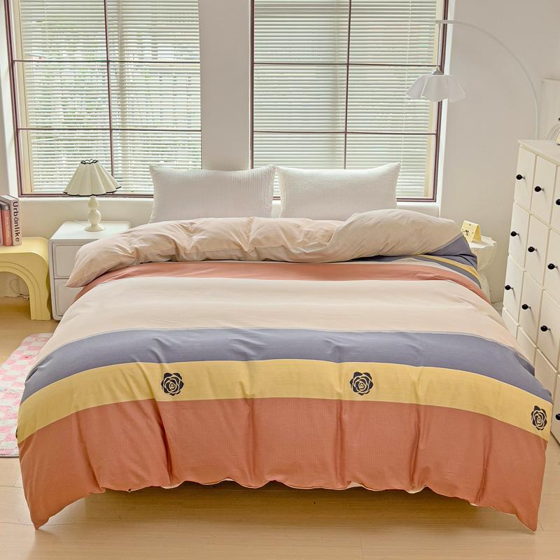 

1 шт. Пододеяльник с абстрактным геометрическим узором, 100% хлопок, с узором в виде треугольных полосок, с застежкой-молнией и завязками, постельное белье размера «queen-size» 150x200cm Single 1Pc