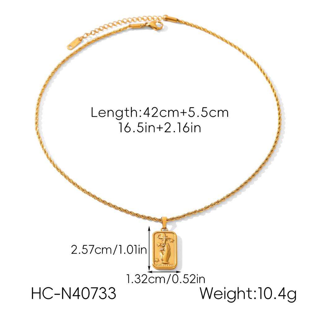 Tarot 3D Relief Diamond-encrusted Eight-pointed Star Pendant Necklace Flower Sun God Stainless Steel Jewelry