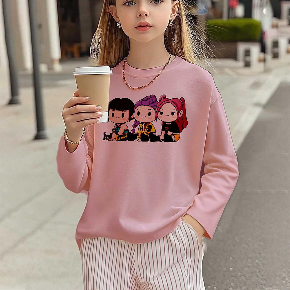 

Женские футболки Kpop Demon Hunter Мода Женская удобная футболка с круглым вырезом и длинным рукавом 5XL