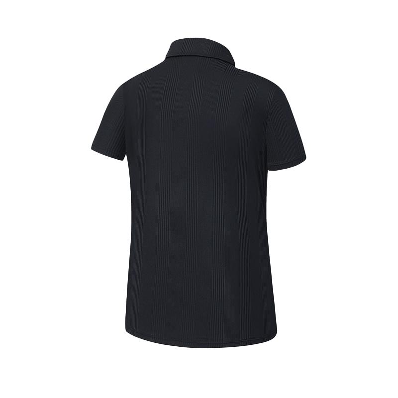 FILA Tennis Fashion Minimalist Sports Casual Versatile Comfortable Short Sleeve Polo Shirt Women tops Deep-Black A11W623123FBK