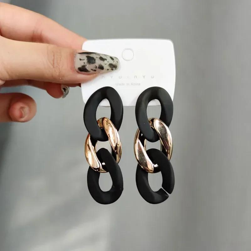 Orecchini Punk Neri Statement per Donna Vintage Brincos Geometrici a Forma di Cuore Pendenti Gioielli di Moda Orecchini Insoliti