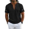 Chemise Polo Henley Casual à Manches Courtes et Col en V pour Homme Tissu Léger Respirant Haut d'Été