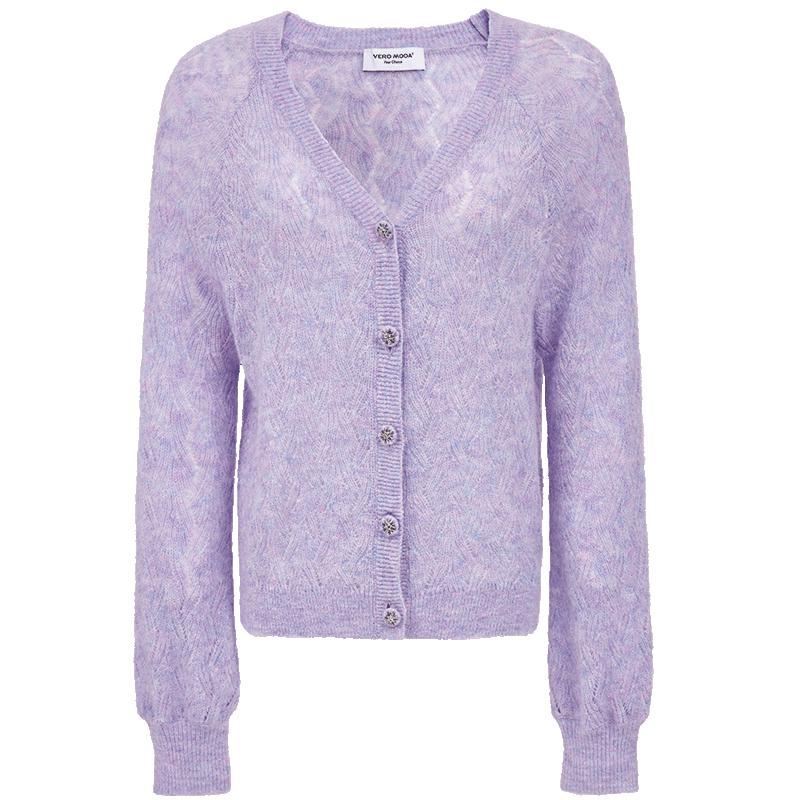 VEROMODA Women's Lilac Collection Wool Mohair Blend V-Neck Cardigan