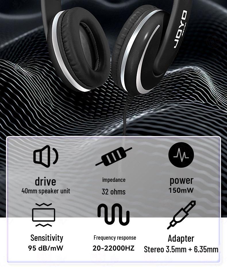 JOYO JMH-04 Over-Ear Monitor Headphones – Ideal for Electric Guitar, Piano, and Keyboard Practice