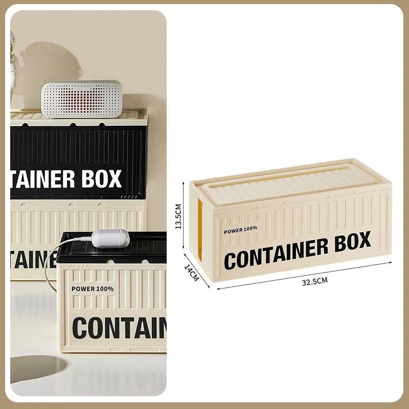 Cable Storage Box With Lid For Home Office High Capacity Cord Organizer Space Saving Desktop Socket Cable Management Box