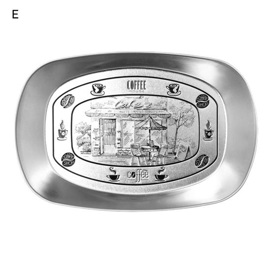 Retro Tinplate Dinner Plate Stainless Steel Serving Tray Round Seasoning Plates