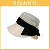 Linen Summer Cotton Fisherman Hat With Bow Decoration For Daily Outdoor Wear