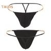 Pánská tanga Ledové hedvábné spodní prádlo Sexy G-Strings Kovové řetízky vyhloubené Pohodlné kalhotky Slim Fit Kalhotky s vysokou elasticitou