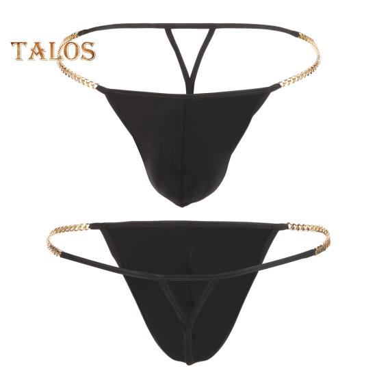 Pánská tanga Ledové hedvábné spodní prádlo Sexy G-Strings Kovové řetízky vyhloubené Pohodlné kalhotky Slim Fit Kalhotky s vysokou elasticitou