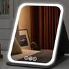 Tragbarer LED-Schminkspiegel für Reisen mit 3-farbiger LED-Beleuchtung, 360 Grad verstellbarer Spiegel mit wiederaufladbarem USB-Akku