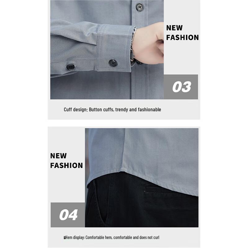 Mao Ren Men's Long Sleeve Casual Business Cotton Shirt