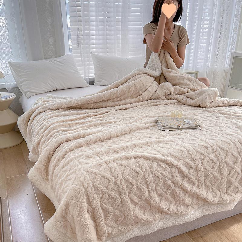 Autumn and Winter Lamb Fleece Blanket Double Sided Thickened Coral Fleece Blanket Nap Blanket Blanket Cover Blanket